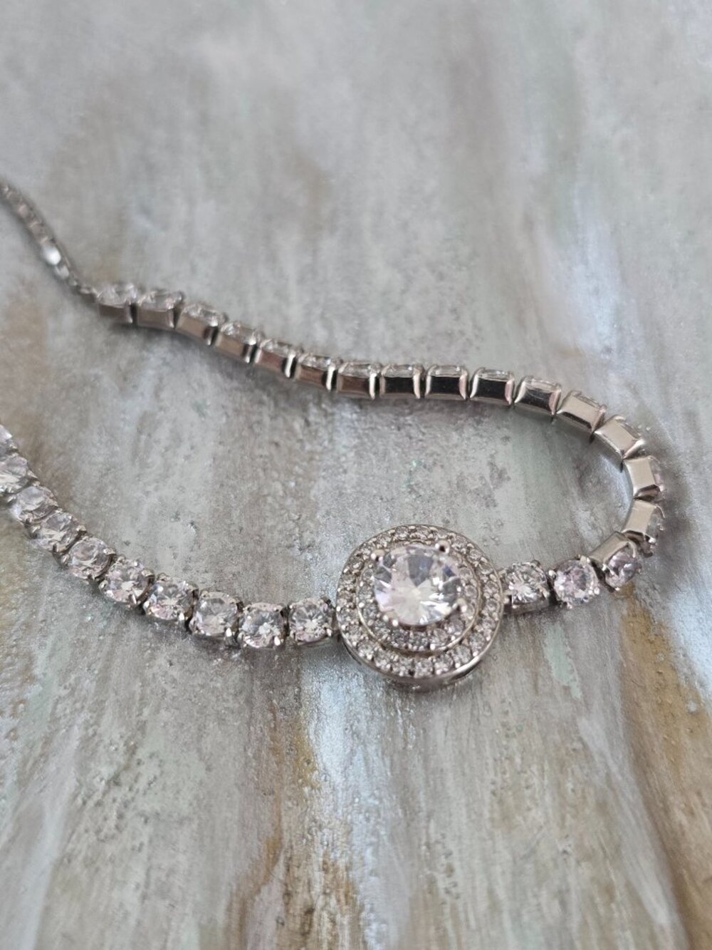 Bolo Bracelet, Halo CZ, Sterling Silver